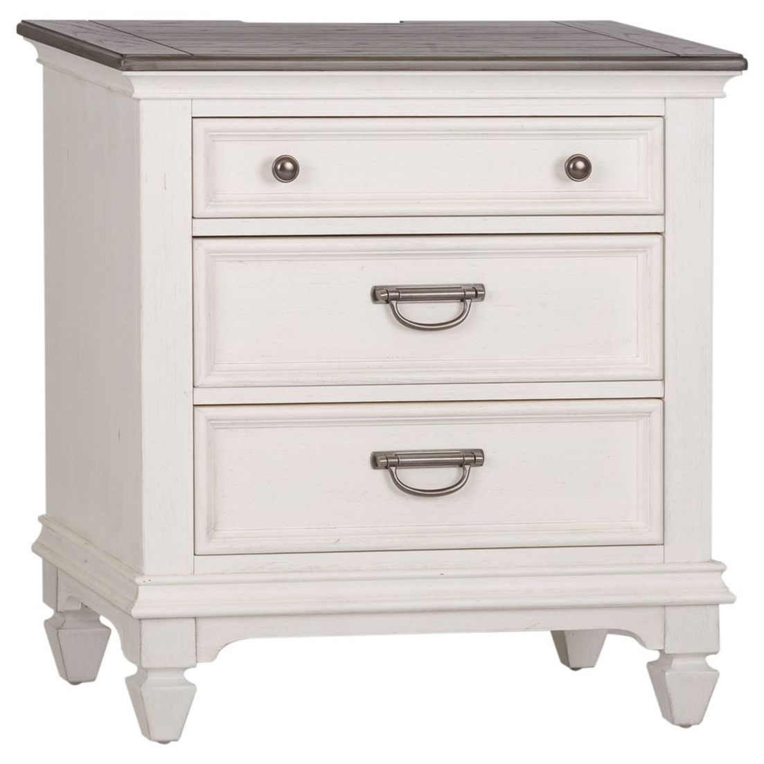 Liberty Furniture Allyson Park Cottage 3 Drawer Nightstand with Built In Charging Station